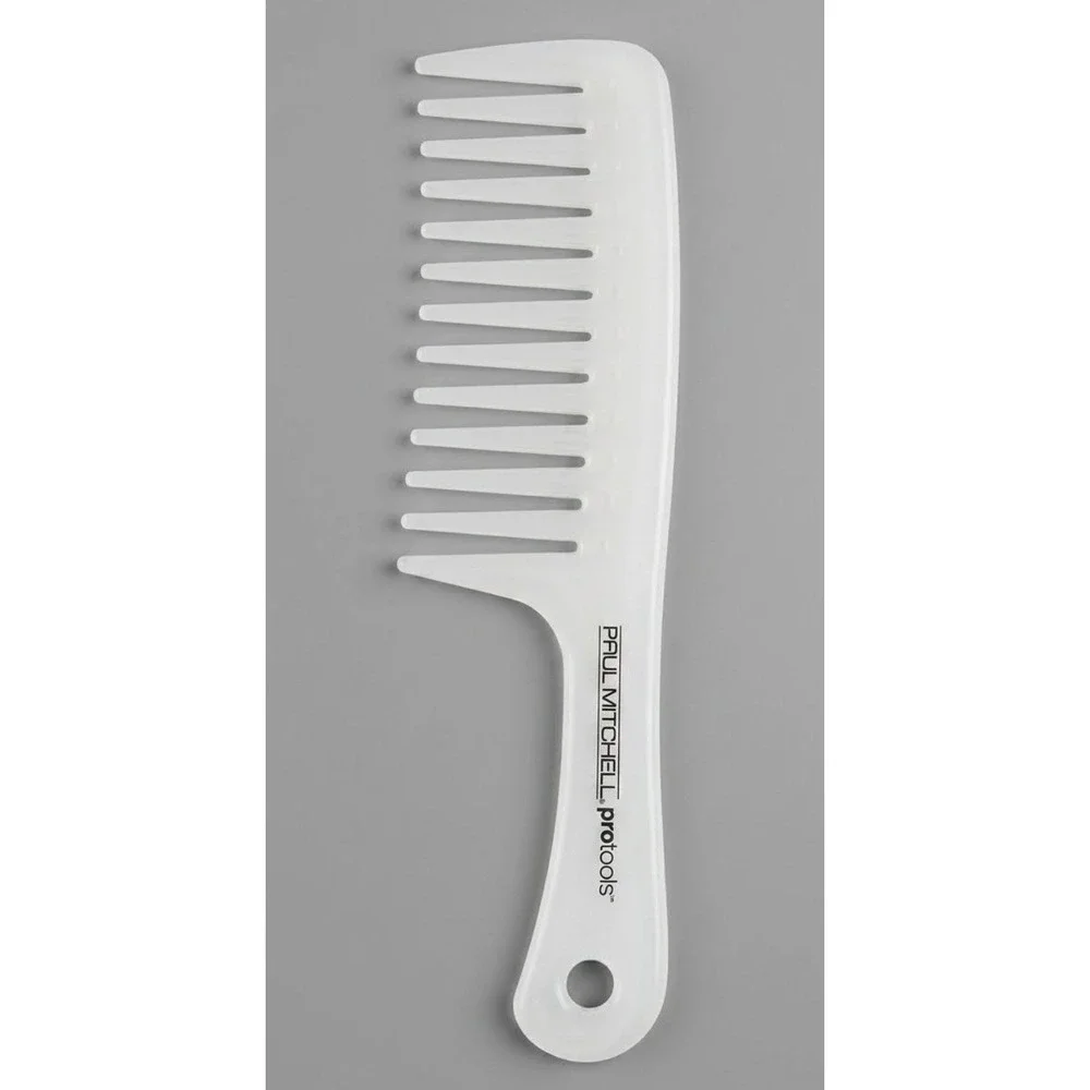 Paul Mitchell Pro Tools White Wide Tooth Detangler Comb With Handle Wet Hair
